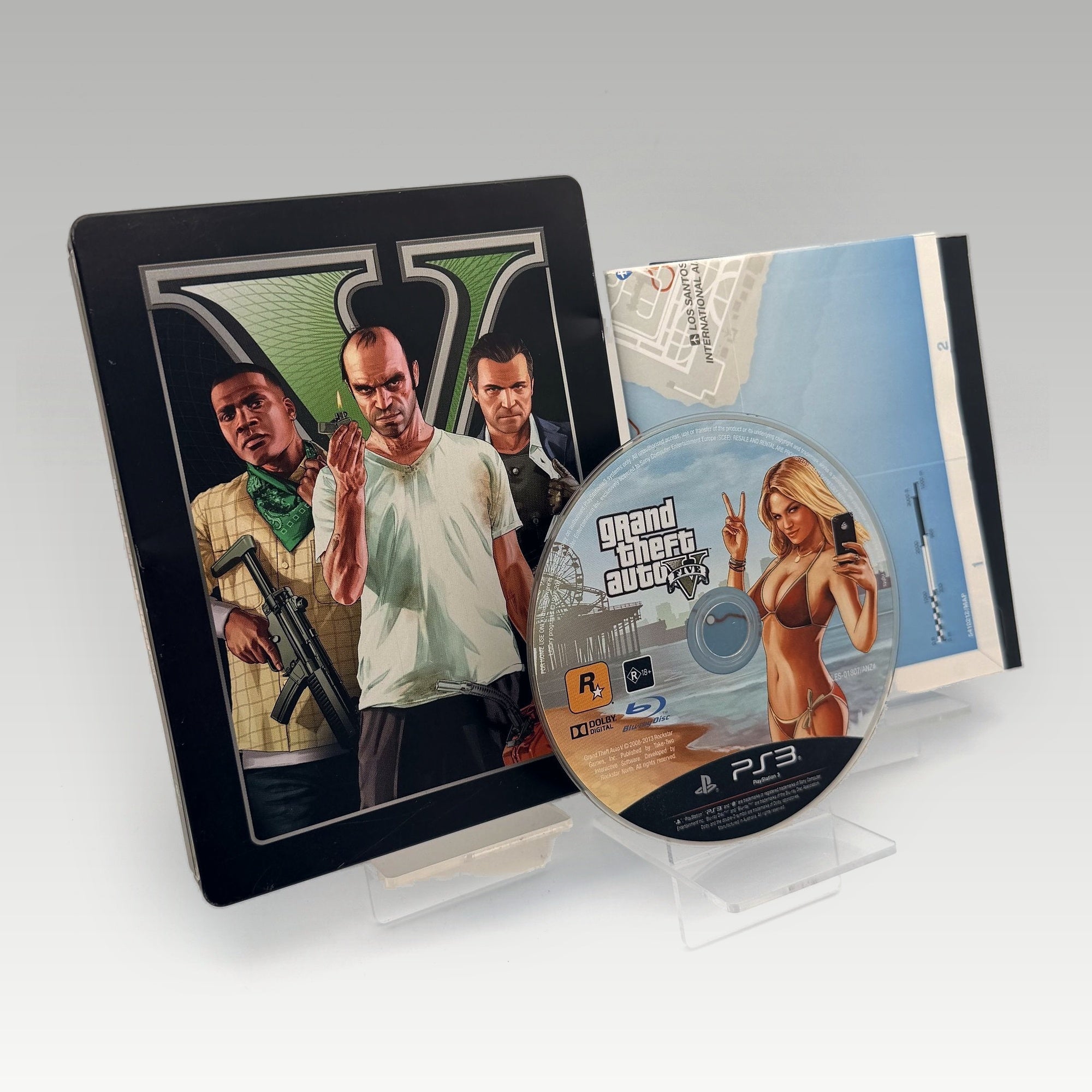 Grand Theft Auto V Special Steelbook Edition + Map • CIB (Region 2, Special Steelbook Edition + Map) - Image 1