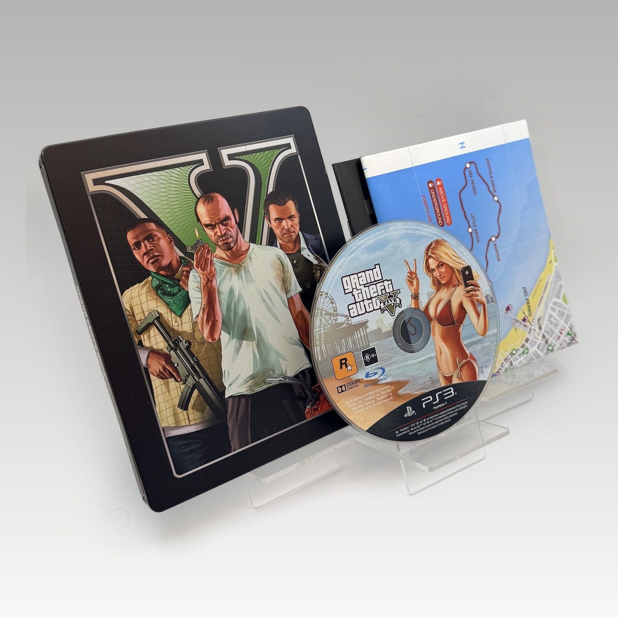 Grand Theft Auto V Special Steelbook Edition + Map + Poster • CIB (Region 4, Special Steelbook Edition + Map + Poster) - Image 2